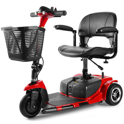 3 Wheel Mobility Scooter, Electric Senior Scooters, Foldable and Compact for Adult Travel, Red