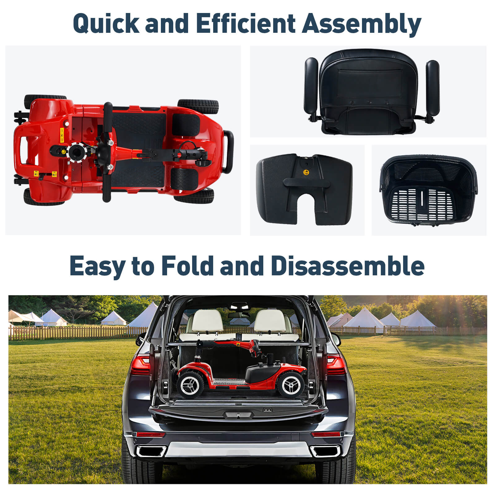 Fast and efficient assembly. Easy to fold and disassemble.