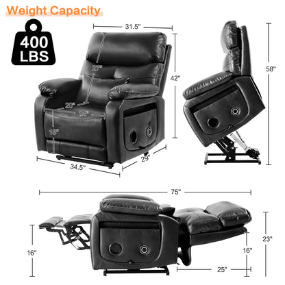 Specific dimension of Asjmreye black power lift recliner chair.