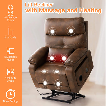 power lift recliner chair with massage and heating features