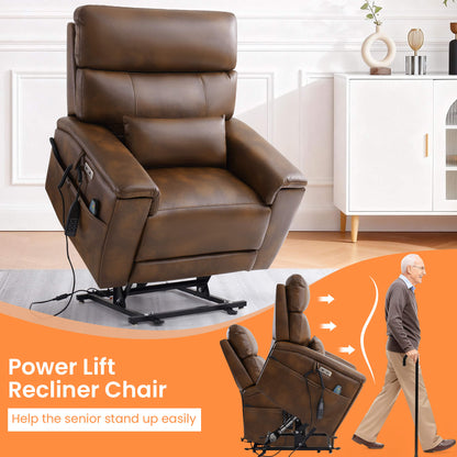 Ochre power lift recliner chair helps the senior stand up easily.