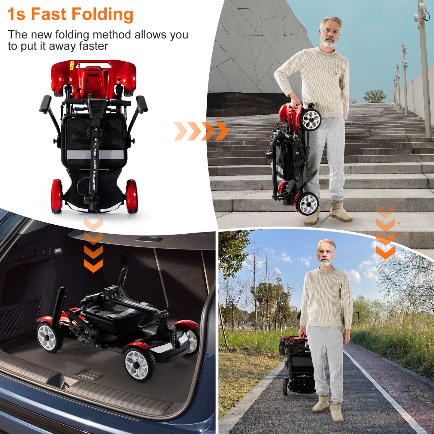 This mobility scooter is very easy to fold to carry or put in your car.