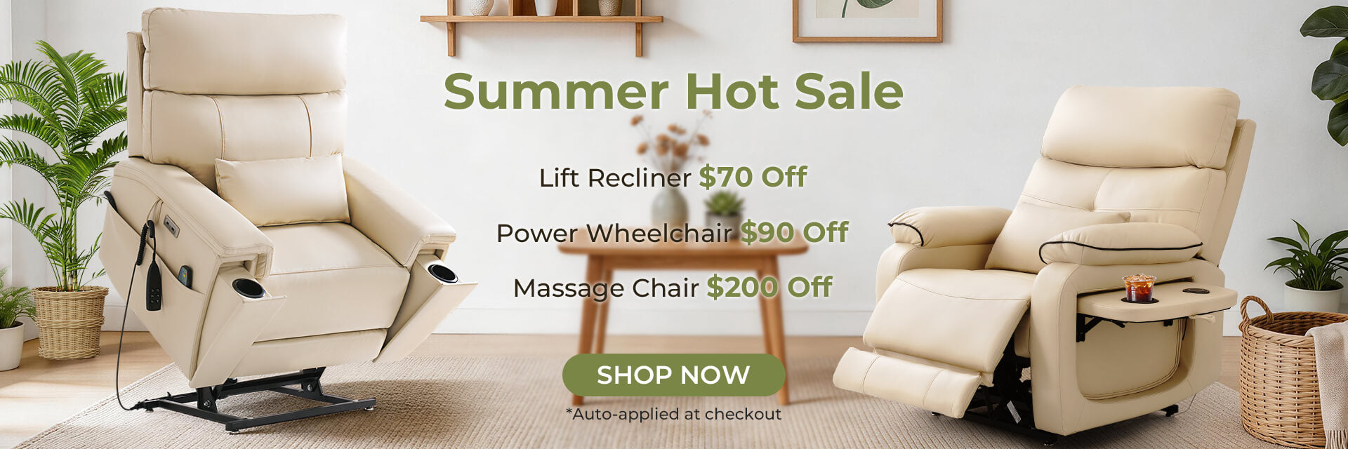 Beige recliner chairs on a living room, featuring a summer hot sale.
