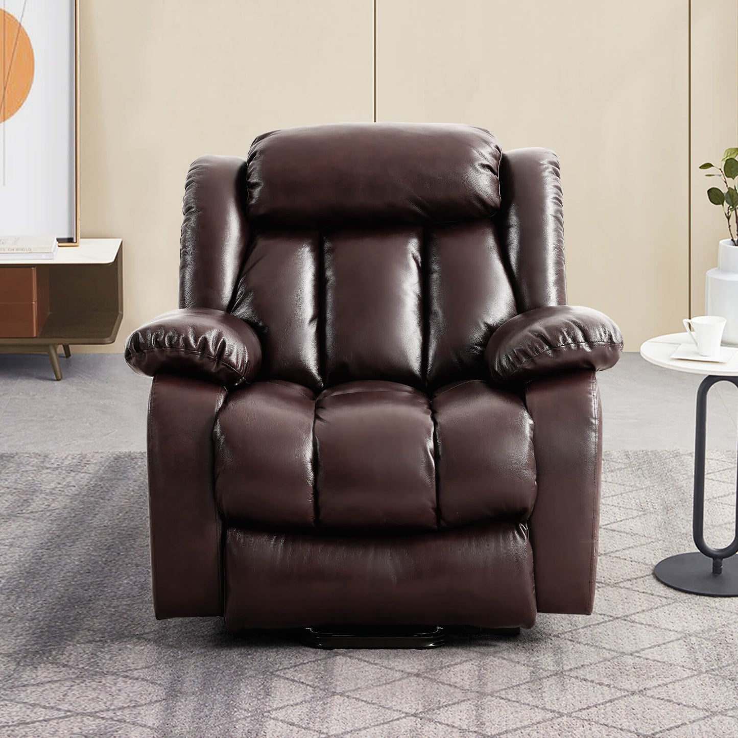 ASJMREYE Infinite Position Lift Recliner Chair W/ Massage and Heating, Power by Dual Motor, Real Leather
