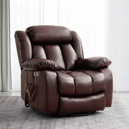 ASJMREYE Infinite Position Lift Recliner Chair W/ Massage and Heating, Power by Dual Motor, Real Leather